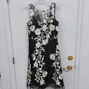 Elegant Black and White Floral Dress